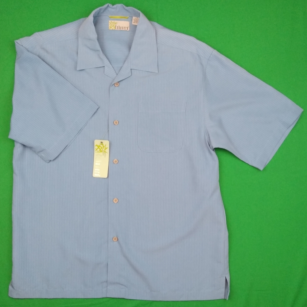 NEW Blue Cubavera Button Down Short Sleeve Shirt